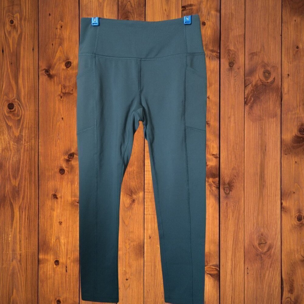 Tek Gear Size Petite Small Green Cropped Leggings Pockets Athletic Activewear